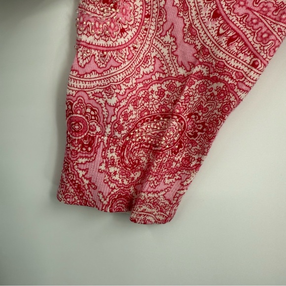 Talbots paisley Cardigan Sweater beaded Women’s Size XL Buttons pink light - Picture 7 of 9